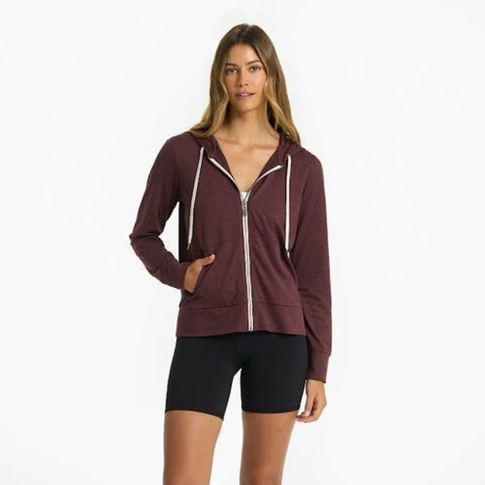 Vuori Halo Essential Full Zip Hoodie Burgundy Size Large